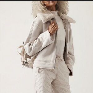 Athleta Westbound Sherpa Jacket in
Abalone grey XS $130 fall coat casual classic